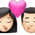 👩🏻‍❤️‍💋‍👨🏻 kiss: woman, man, light skin tone display on Apple